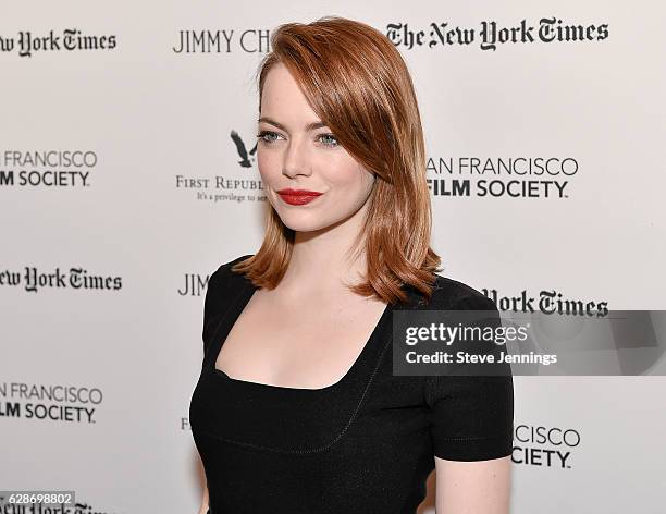 Actress Emma Stone attends the SF Film Society Presents SF Honors: 'La La Land' at Castro Theatre on December 8, 2016 in San Francisco, California.