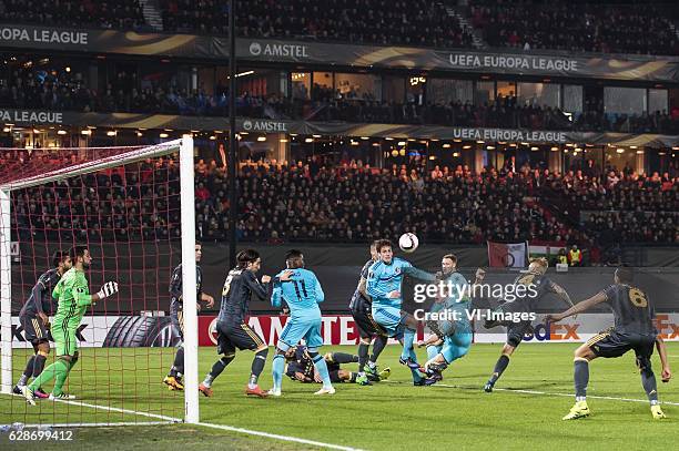 Mehmet Topal of Fenerbahce SK, goalkeeper Volkan Demirel of Fenerbahce SK, Robin van Persie of Fenerbahce SK, Hasan Ali Kaldirim of Fenerbahce SK,...