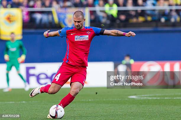 Gabriel Tamas of Steaua Bucharest during UEFA Europa League soccer match between Villarreal CF vs Steaua Bucharest at El Madrigal Stadium in...