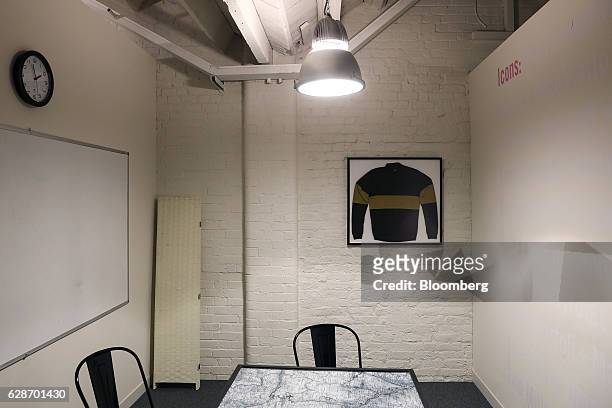Rapha Lombardia jersey sits framed on the wall of a meeting room at the Rapha Racing Ltd. Headquarters office in London, U.K., on Thursday, Nov. 10,...
