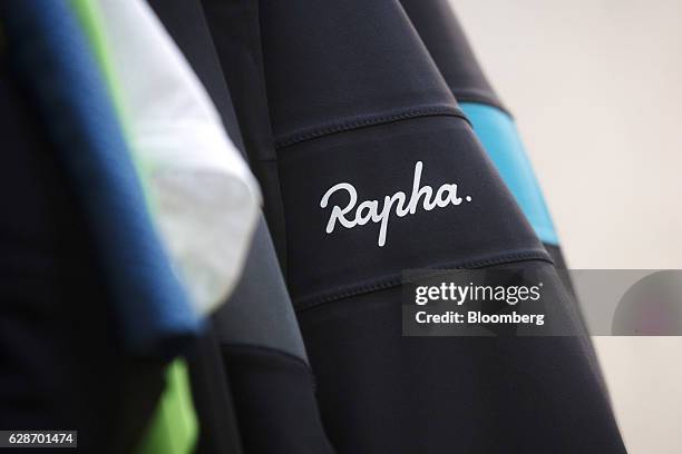 The Rapha logo sits on the armband of a cycling jacket at the Rapha Racing Ltd. Headquarters office in London, U.K., on Thursday, Nov. 10, 2016. To...