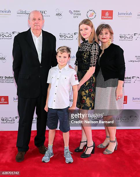 Producer Nick Barton, actors Bobby McCulloch, Orla Hill and screenwriter Andrea Gibb attend the "Swallows and Amazons" red carpet during day three of...