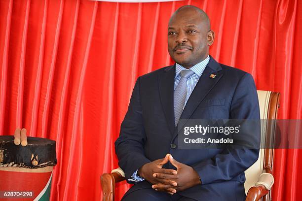 Burundi's President Pierre Nkurunziza is seen during a meeting with former President of Tanzania, Benjamin William Mkapa, in Bujumbara, Burundi on...