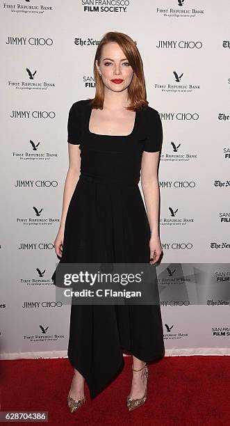 Actress Emma Stone attends the SF Film Society Presents SF Honors: 'La La Land' at Castro Theatre on December 8, 2016 in San Francisco, California.