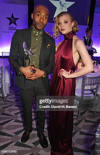 Arinze Kene and Natalie Dormer attend The London Evening Standard British Film Awards at Claridge's Hotel on December 8, 2016 in London, England.
