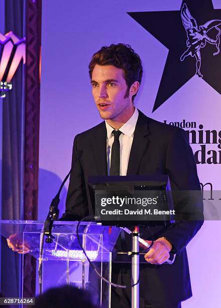 Tom Hughes presents the Best Supporting Actress award at The London Evening Standard British Film Awards at Claridge's Hotel on December 8, 2016 in...