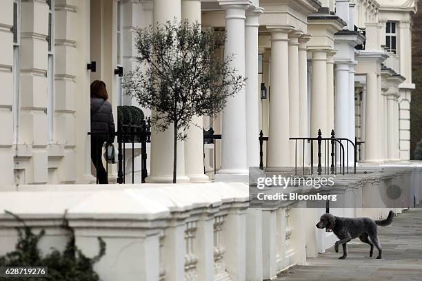 Dog follows its owner into a luxury residential property in the Notting Hill area of London, U.K., on Friday, Dec. 9, 2016. Land values in central...