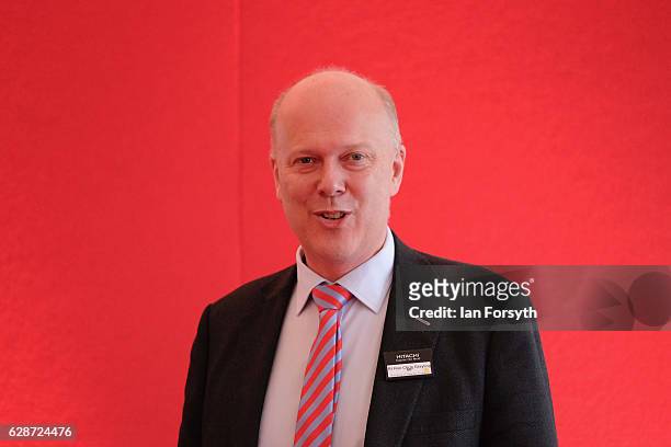 Secretary of State for Transport, Chris Grayling MP, speaks to guests at the Hitachi Rail Europe site on December 9, 2016 in Newton Aycliffe, United...
