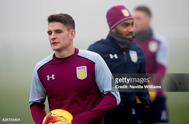 Ashley Westwood of Aston Villa in action during a Aston Villa training session at the club's training ground at Bodymoor Heath on December 09, 2016...