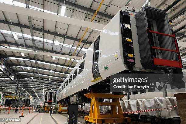 Work is carried out on the new Intercity Express trains at the Hitachi Rail Europe site on December 9, 2016 in Newton Aycliffe, United Kingdom. The...