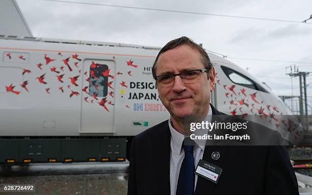 Sedgefield MP, Phil Wilson stands next to the new Intercity Express Train during a visit to the Hitachi Rail Europe site on December 9, 2016 in...