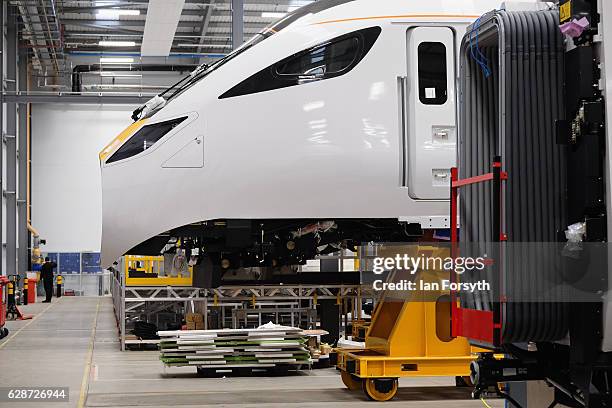 Work is carried out on the new Intercity Express trains at the Hitachi Rail Europe site on December 9, 2016 in Newton Aycliffe, United Kingdom. The...