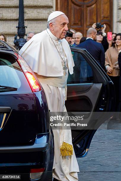 Pope Francis arrives to attends the Immaculate Conception celebration at Piazza di Spagna in Rome, Italy. Since 1953, the Pope as Bishop of Rome...