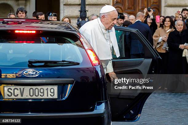 Pope Francis arrives to attends the Immaculate Conception celebration at Piazza di Spagna in Rome, Italy. Since 1953, the Pope as Bishop of Rome...