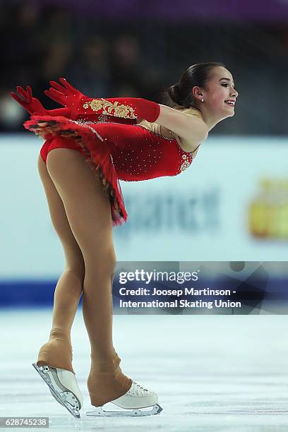 Alina Zagitova of Russia competes during Junior Ladies Free Skating on day two of the ISU Junior and Senior Grand Prix of Figure Skating Final at...