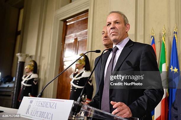 Karl Zeller, Franco Panizza during consultations at Quirinale after the resignation of government Renzi,Quirinale Rome on december 09, 2016. Italian...