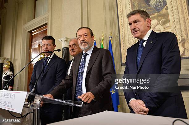 Giovanni Palladino, Alberto Bombassei, Giovanni Monchiero, Bruno Molea during consultations at Quirinale after the resignation of government...