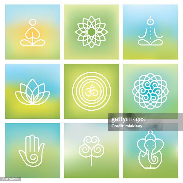 yoga-symbole - namaste stock-grafiken, -clipart, -cartoons und -symbole