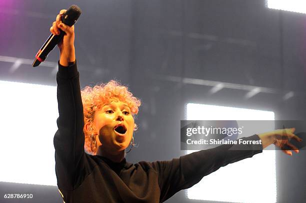 Raye performs with Jonas Blue on stage at Key 103 Christmas Live at Manchester Arena on December 9, 2016 in Manchester, England.