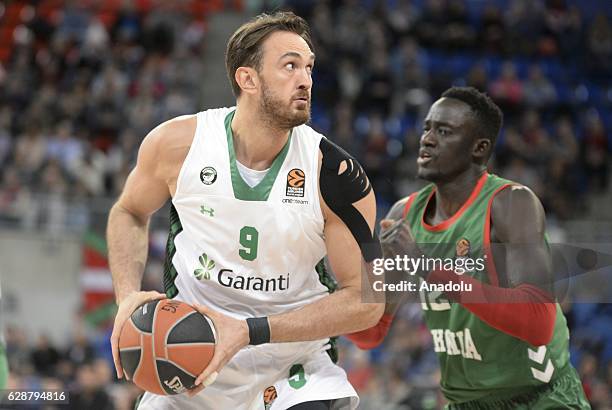 Semih Erden of Darussafaka Dogus in action during the Turkish Airlines Euroleague basketball match between Baskonia and Darussafaka Dogus at Fernando...