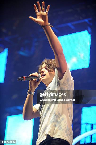 Bradley Simpson of The Vamps performs on stage at Key 103 Christmas Live at Manchester Arena on December 9, 2016 in Manchester, England.