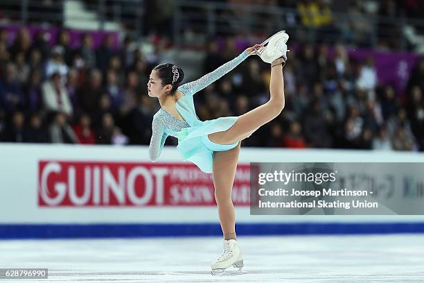 Satoko Miyahara of Japan competes during Senior Ladies Short Program on day two of the ISU Junior and Senior Grand Prix of Figure Skating Final at...