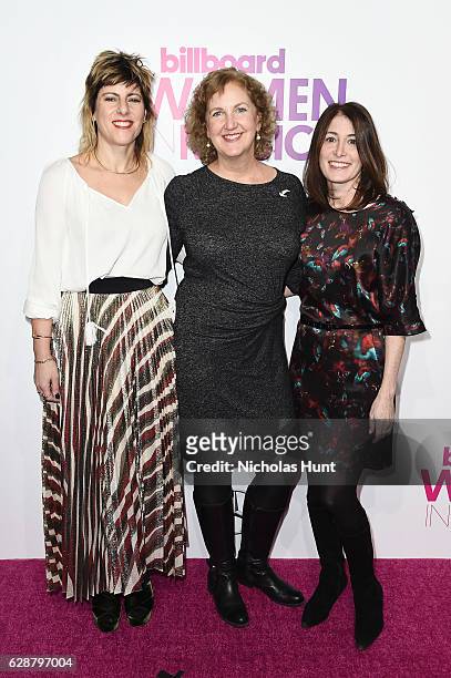 Mika El-Baz, Julie Swidler, and Nancy Marcus Seklir attend the Billboard Women in Music 2016 event on December 9, 2016 in New York City.