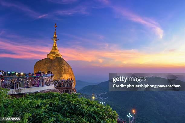 kyaiktiyo pagoda, or golden rock mon state, myanmar - kyaiktiyo pagoda stock pictures, royalty-free photos & images