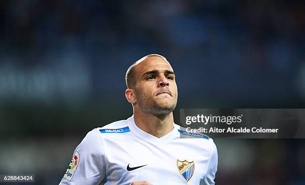 Sandro Ramirez of Malaga CF looks on during La Liga match between Malaga CF and Granada CF at La Rosaleda Stadium December 9, 2016 in Malaga, Spain.