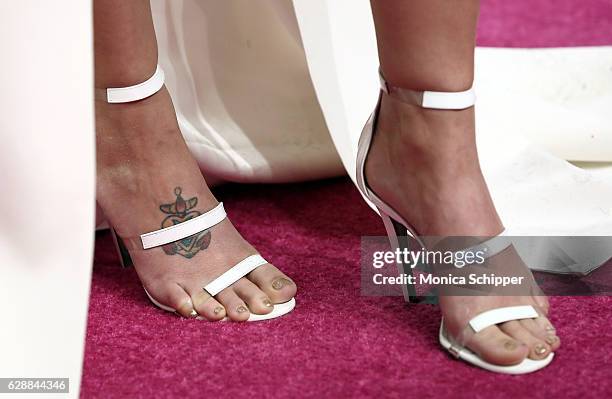 Halsey, shoe and tattoo detail, attends Billboard Women In Music 2016 on December 9, 2016 in New York City.