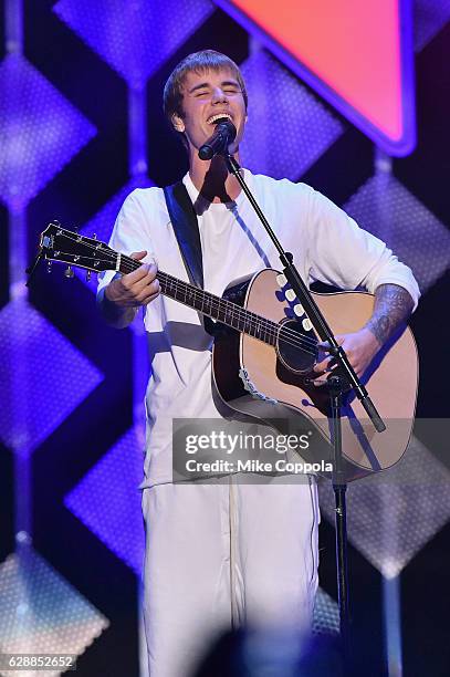 Musician Justin Bieber performs onstage during Z100's Jingle Ball 2016 at Madison Square Garden on December 9, 2016 in New York, New York.