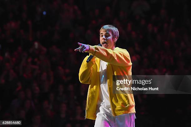 Musician Justin Bieber performs onstage during Z100's Jingle Ball 2016 at Madison Square Garden on December 9, 2016 in New York, New York.