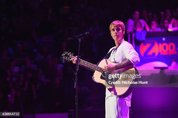 Musician Justin Bieber performs onstage during Z100's Jingle Ball 2016 at Madison Square Garden on December 9, 2016 in New York, New York.