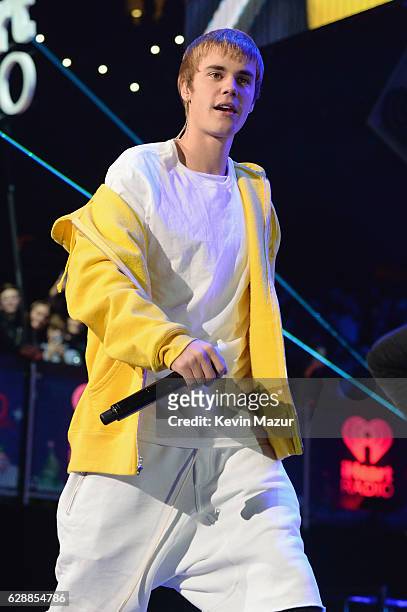 Musician Justin Bieber performs onstage during Z100's Jingle Ball 2016 at Madison Square Garden on December 9, 2016 in New York, New York.