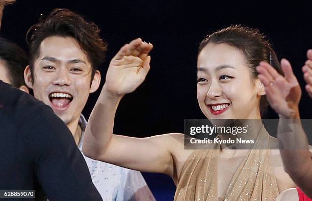 Russia - Japan's Mao Asada and Daisuke Takahashi, who both finished sixth in their respective singles figure skating competitions at the Sochi Winter...