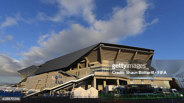 View of the outside of the Suita City Stadium on December 10, 2016 in Osaka, Japan.