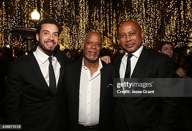Producer Ezra Edelman, director Stanley Nelson and director Raoul Peck attend the 32nd Annual IDA Documentary Awards held at Paramount Studios on...