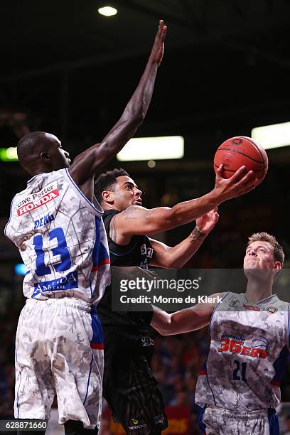 Corey Webster of the New Zealand Breakers goes for the basket during the round 10 NBL match between the Adelaide 36ers and the New Zealand Breakers...