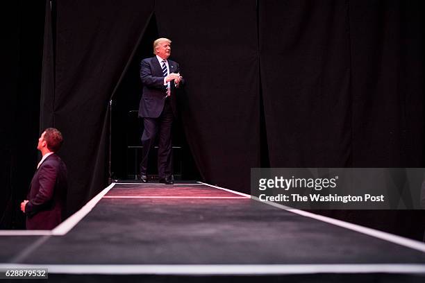 President-Elect Donald J. Trump walks out to speak at a "USA Thank You Tour 2016" event at the DeltaPlex in Grand Rapids, Mi. On Friday, Dec. 09,...