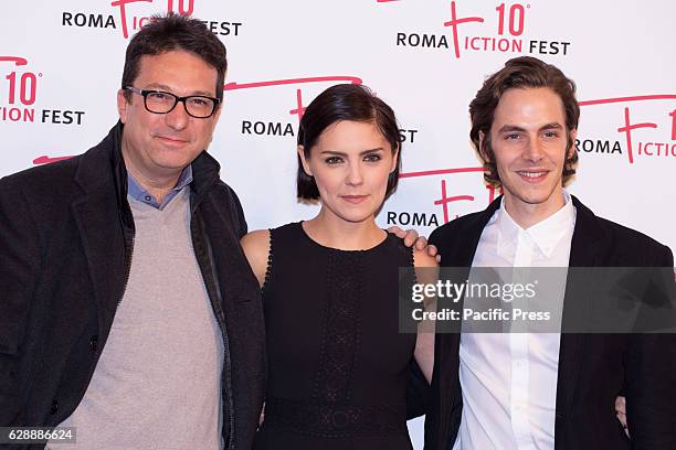 Italian composer, conductor and music arranger Paolo Buonvino, English actress Annabel Scholey and Italian actor Alessandro Sperduti arrive on the...