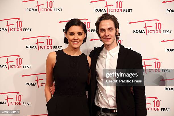 Italian actor Alessandro Sperduti with English actress Annabel Scholey during red carpet of Anglo-Italian fiction "I Medici".
