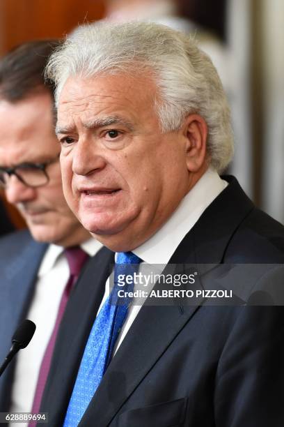 Senator Denis Verdini, representant of the centre-right party "ALA - Scelta Civica per la Costituente Liberale e Popolare" attends a press point...