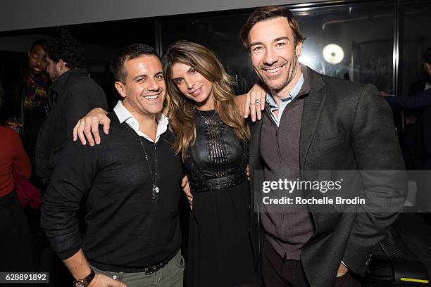 Gym Owner Elisabetta Canalis, Roberto Faraone Mennella and Amedeo Scognamiglio attend Elisabetta and Maddalena For SkyViewLA on December 9, 2016 in...