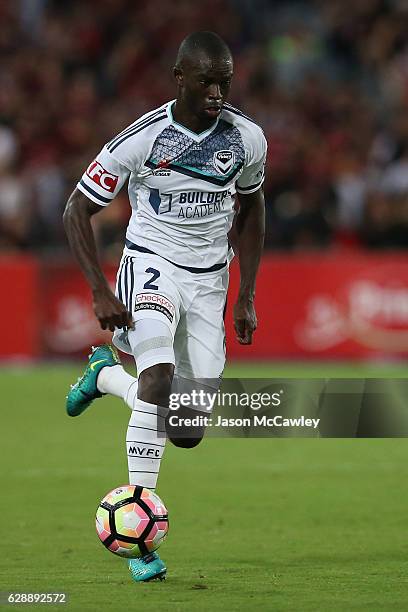 Jason Geria of the Victory controls the ball during the round 10 A-League match between the Western Sydney Wanderers and the Melbourne Victory at ANZ...