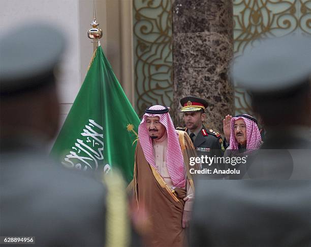 Emir of Kuwait, Sabah Al-Ahmad Al-Jaber Al-Sabah sees off Saudi Arabia's king Salman bin Abdulaziz Al Saud at Kuwait International Airport in Kuwait...