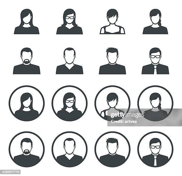 set of avatar flat icons - white people 幅插畫檔、美工圖案、卡通及圖標