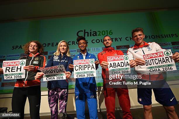 Alina Reh of Germany, Karoline Bjerkeli Grovdal of Norway, Andrew Bitchart of Great Britain , Antonio Abadia of Spain and Yemaneberhan Crippa of...