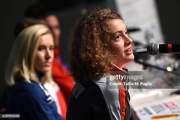 Alina Reh of Germany attends a press conference during the SPAR European Cross Country Championships Chia 2016 on December 9, 2016 in Chia, Italy.