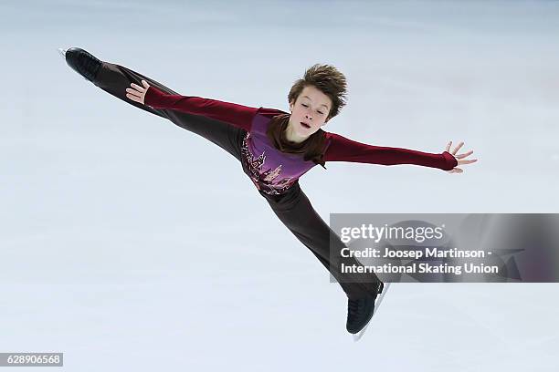 Ilia Skirda of Russia competes during Junior Men's Free Skating on day three of the ISU Junior and Senior Grand Prix of Figure Skating Final at...