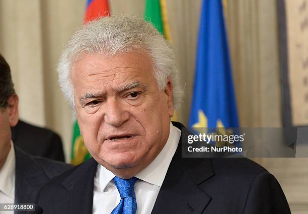 Senator Denis Verdini of the centre-right party &quot;ALA - Scelta Civica per la Costituente Liberale e Popolare&quot; attends a press point after a...